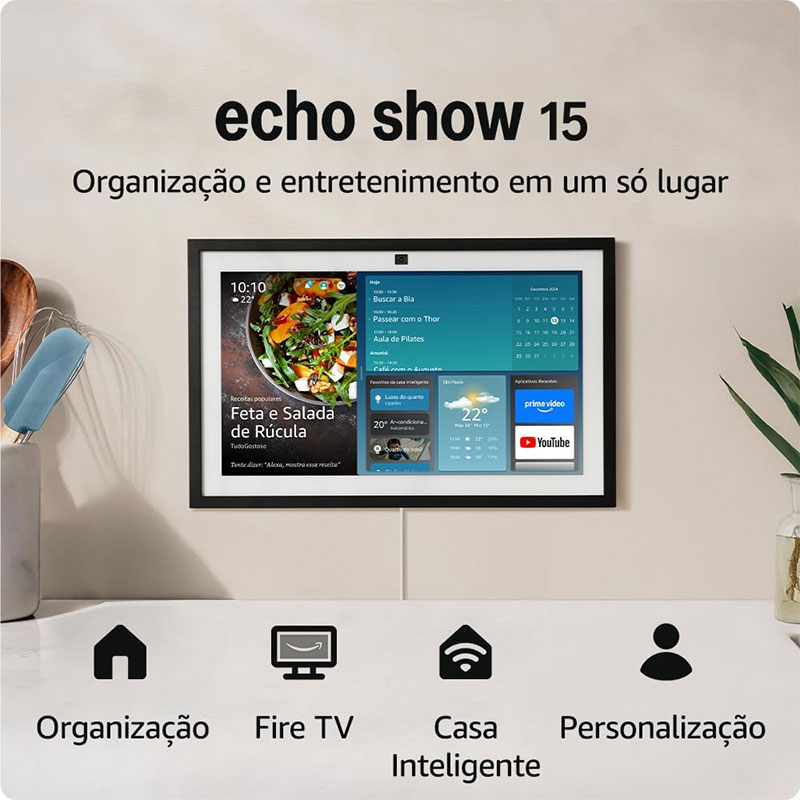 Echo Show 15 | Smart display Full HD de 15,6” com Alexa, experiência Fire TV e controle remoto por voz - Imagem 2